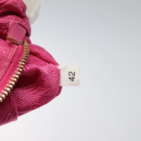 PRADA Pouch Canvas Pink Gold Auth hk2039 - Picture 11 of 13